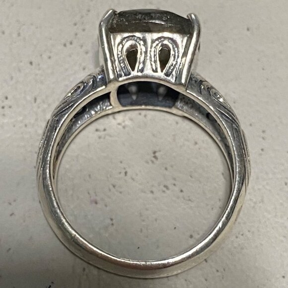 Laboradorite Ring Size 6 Sterling Silver Tested 10mm x 10mm Stone - Picture 9 of 10